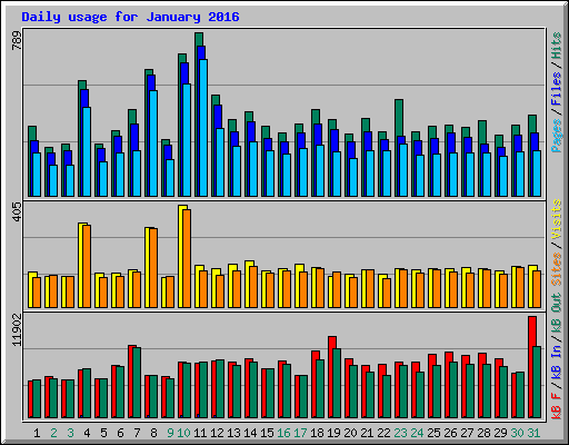 Daily usage for January 2016