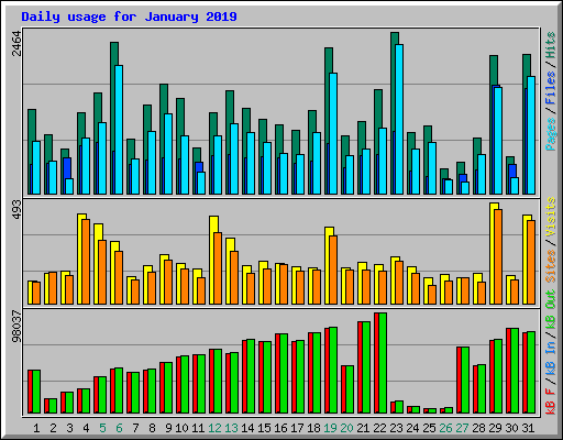 Daily usage for January 2019