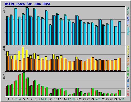 Daily usage for June 2023